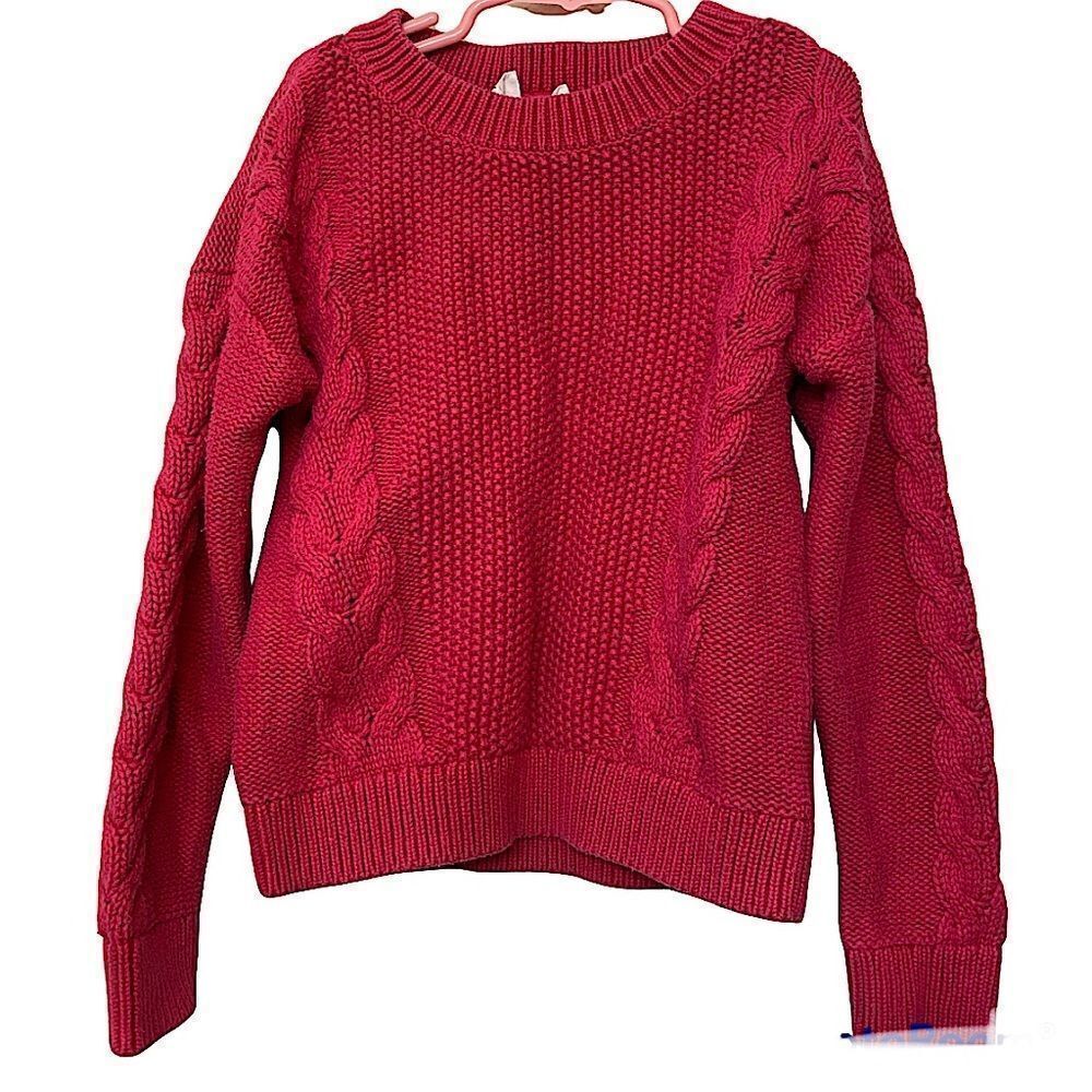 Gap kids Girl’s hot pink chunky cable knit thick fisherman sweater M 5-6 old